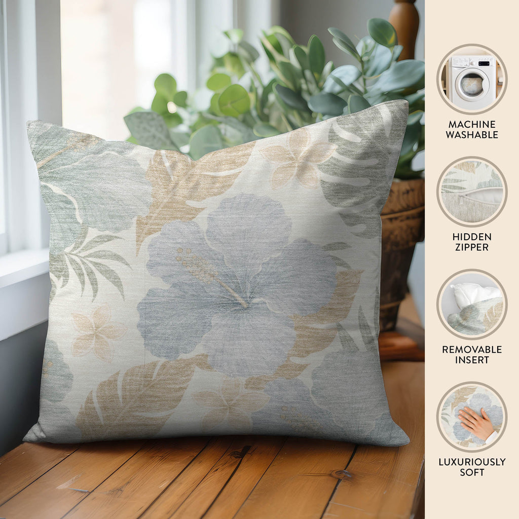 Aloha AH12 Ivory Chenille Decorative Pillow