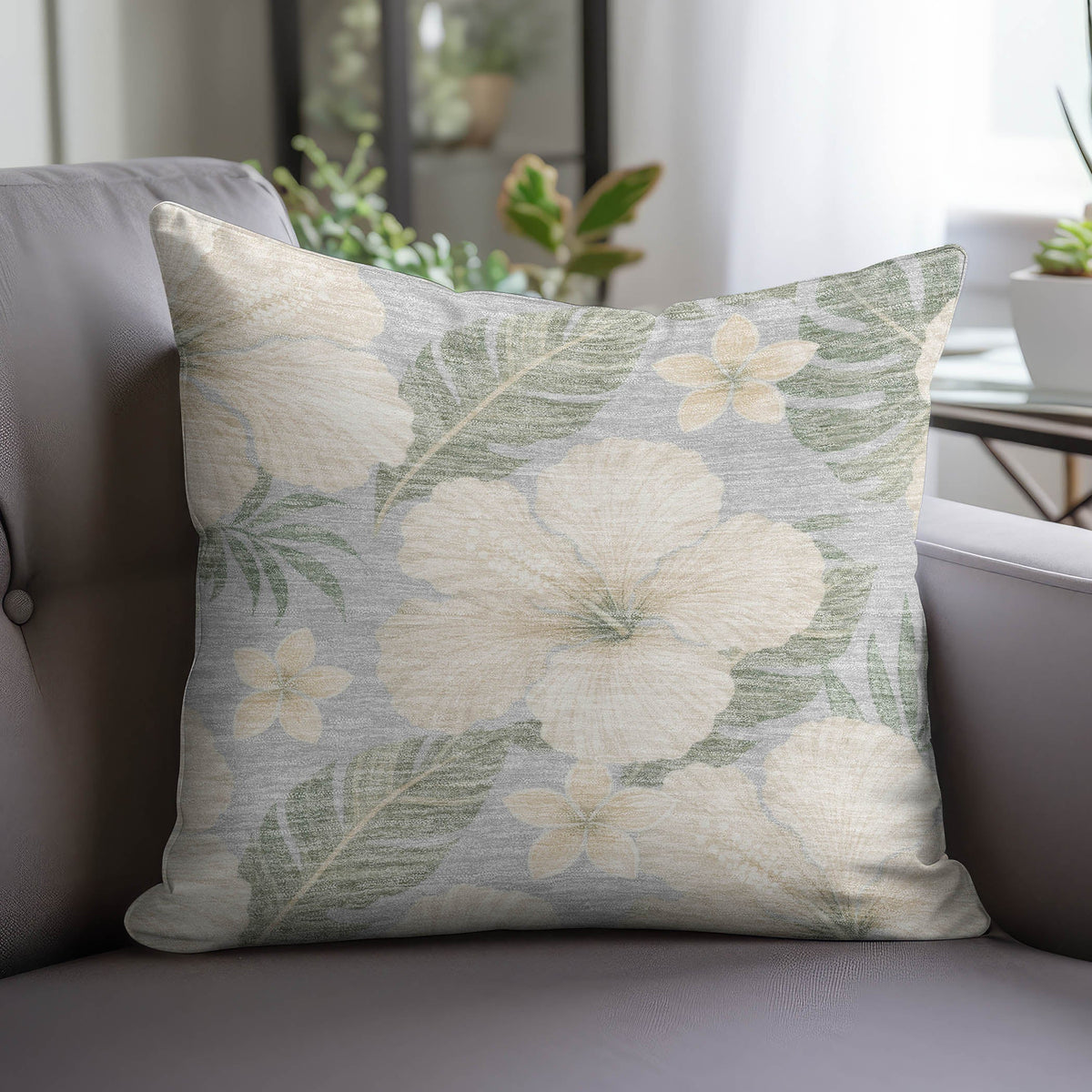 Aloha AH12 Silver Chenille Decorative Pillow