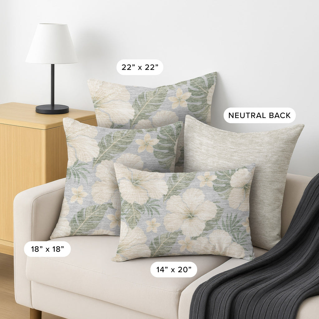 Aloha AH12 Silver Chenille Decorative Pillow