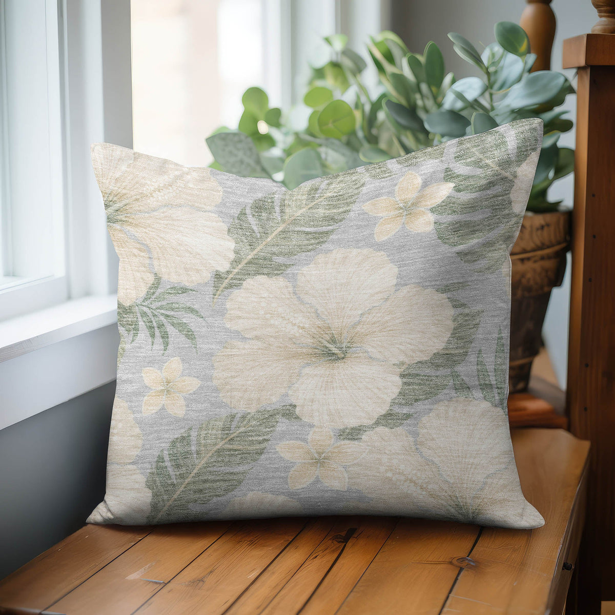 Aloha AH12 Silver Chenille Decorative Pillow