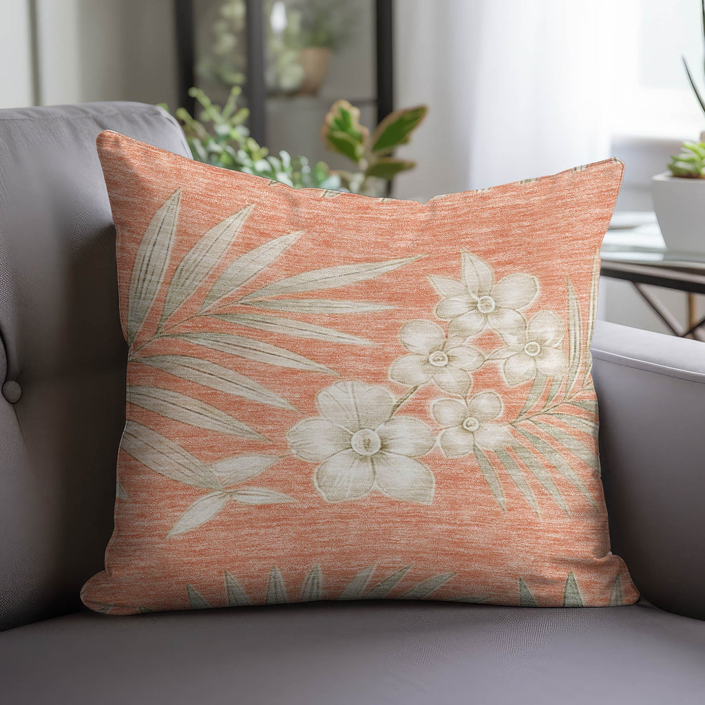 Aloha AH1 Coral Chenille Decorative Pillow