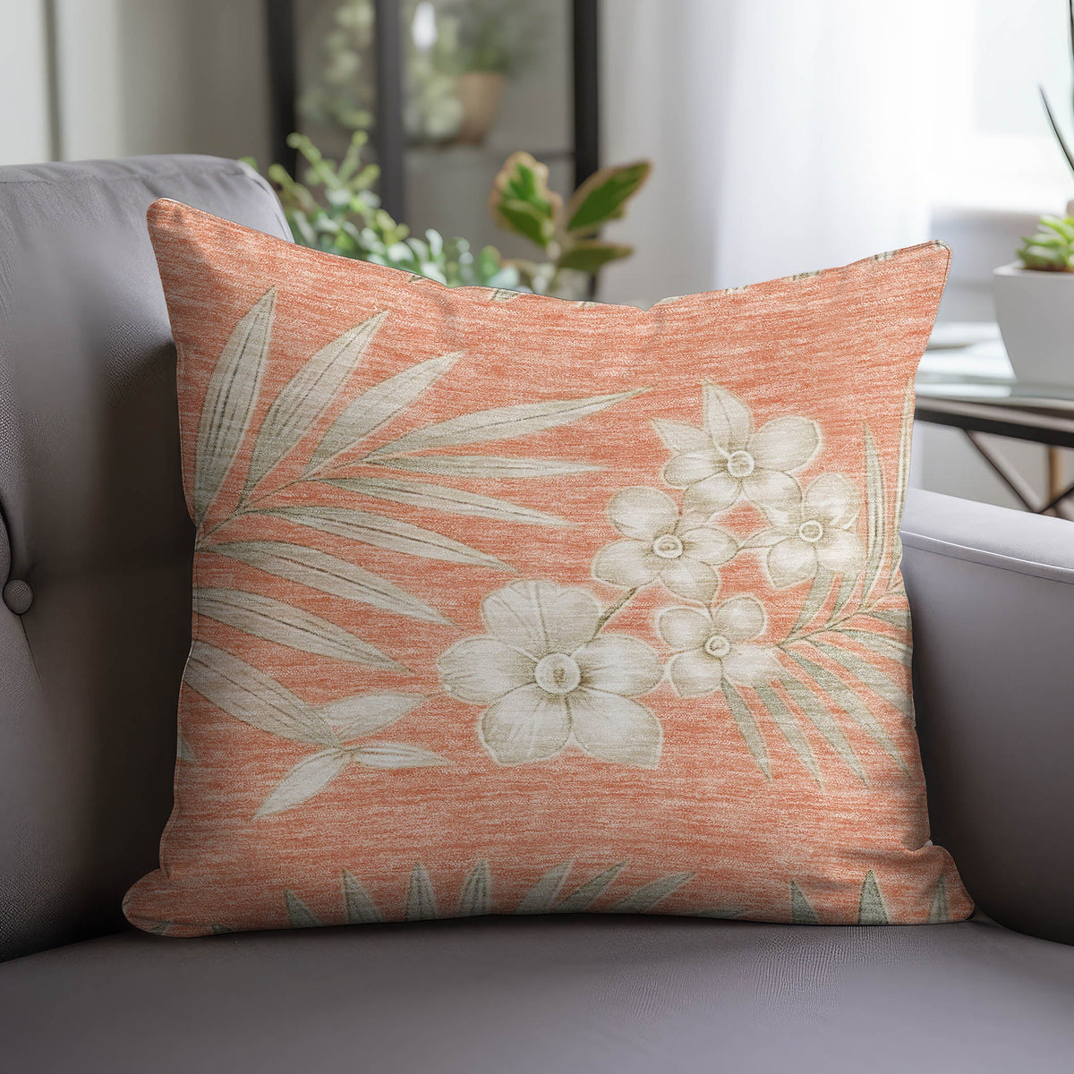 Aloha AH1 Coral Chenille Decorative Pillow