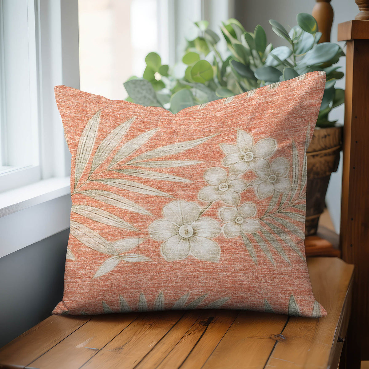 Aloha AH1 Coral Chenille Decorative Pillow