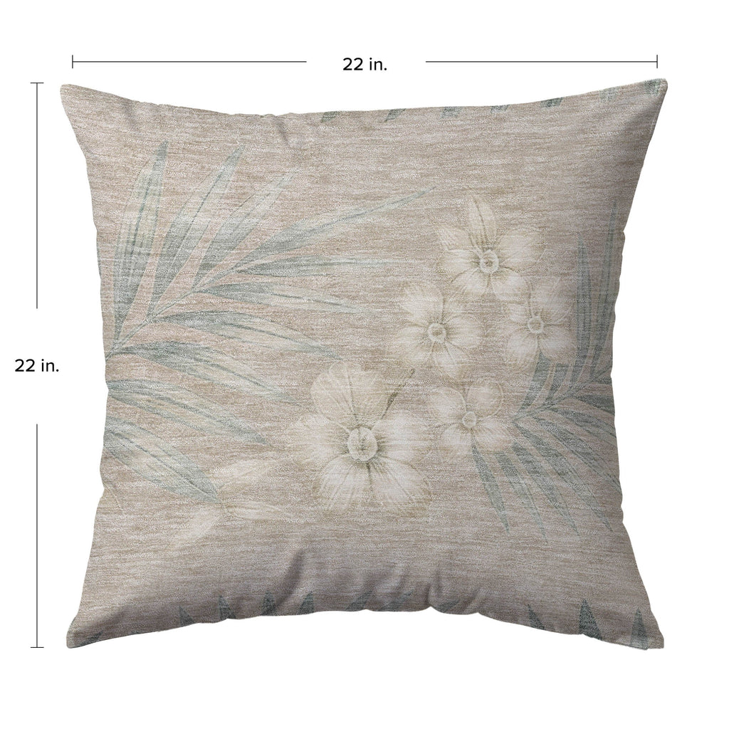 Aloha AH1 Khaki Chenille Decorative Pillow