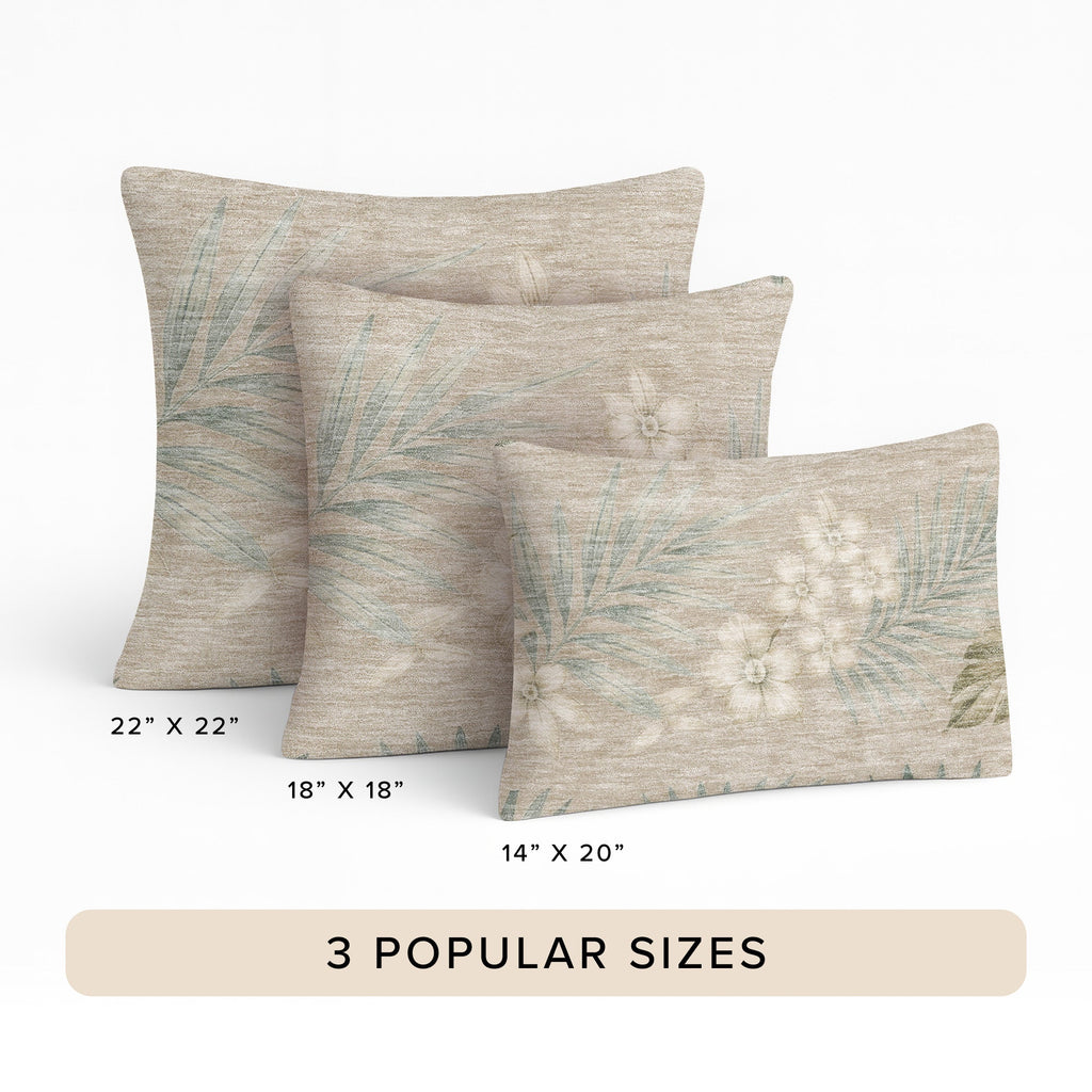 Aloha AH1 Khaki Chenille Decorative Pillow