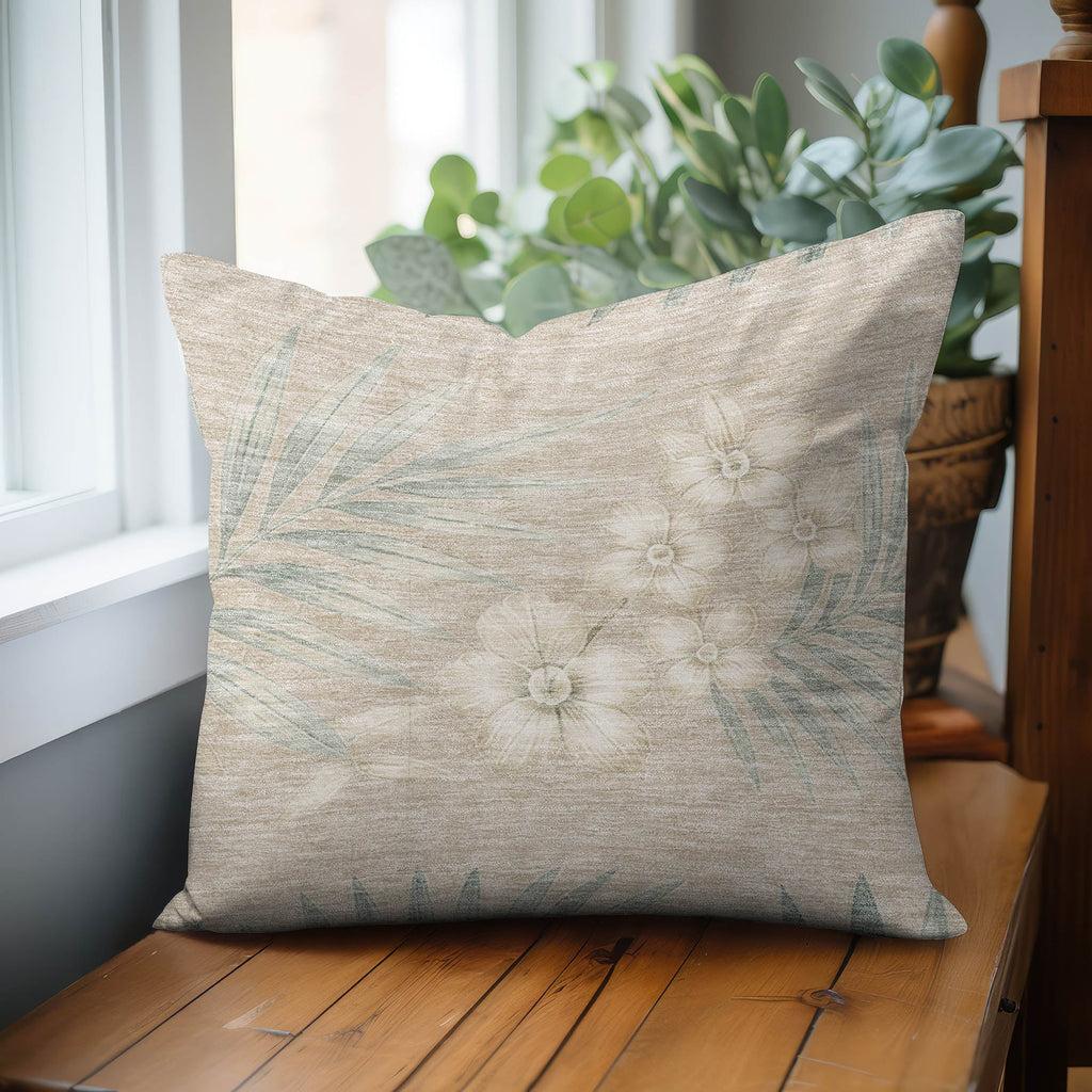 Aloha AH1 Khaki Chenille Decorative Pillow