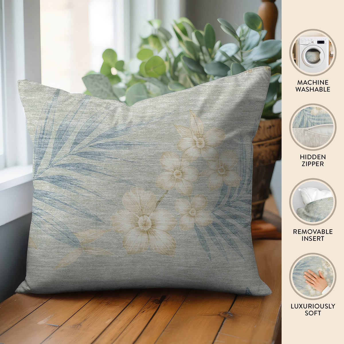 Aloha AH1 Seafoam Chenille Decorative Pillow