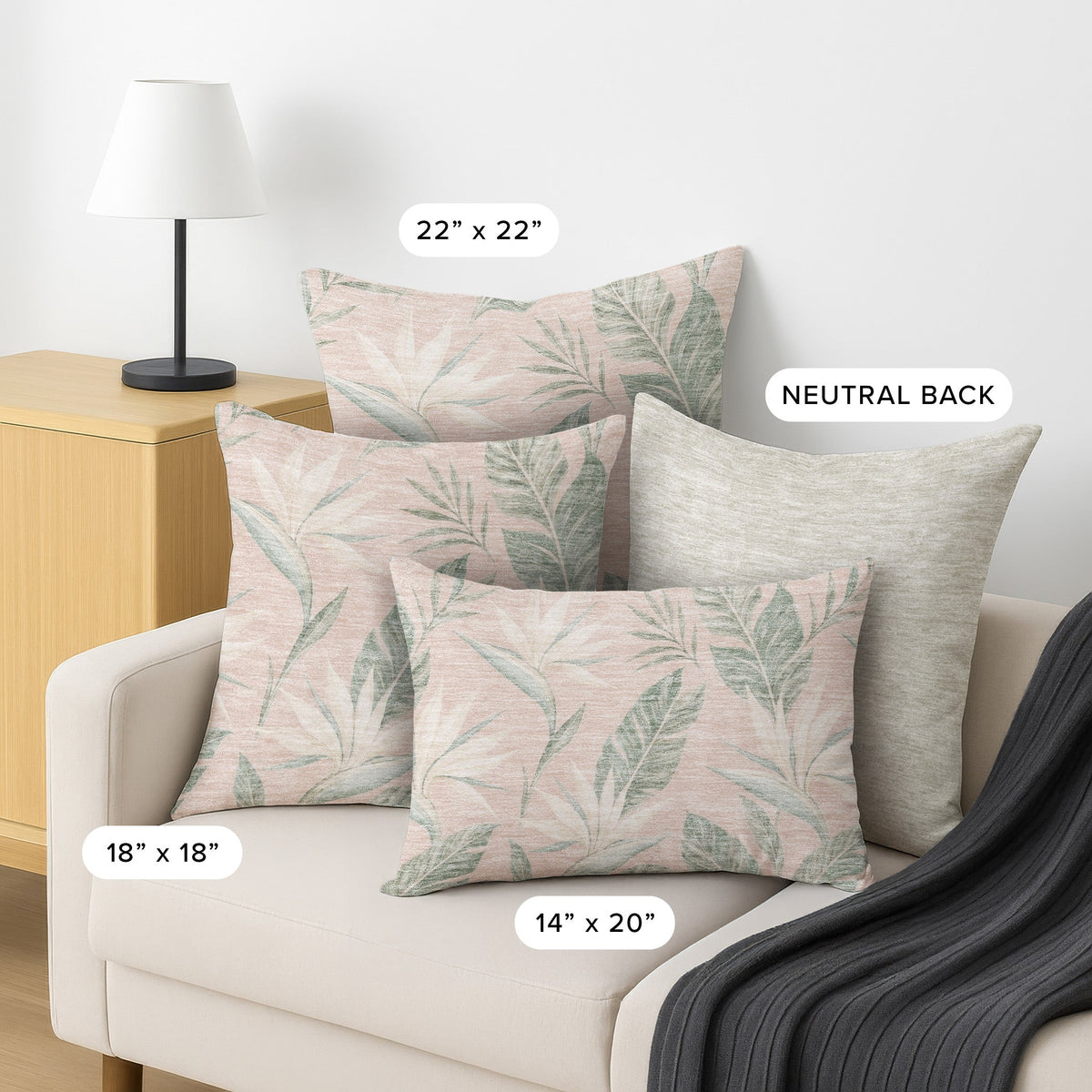 Aloha AH3 Blush Chenille Decorative Pillow