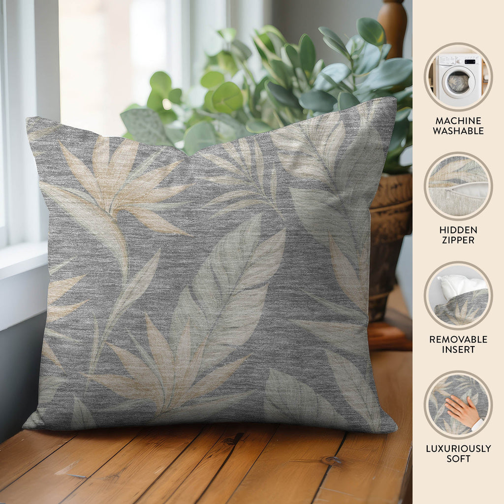 Aloha AH3 Gray Chenille Decorative Pillow
