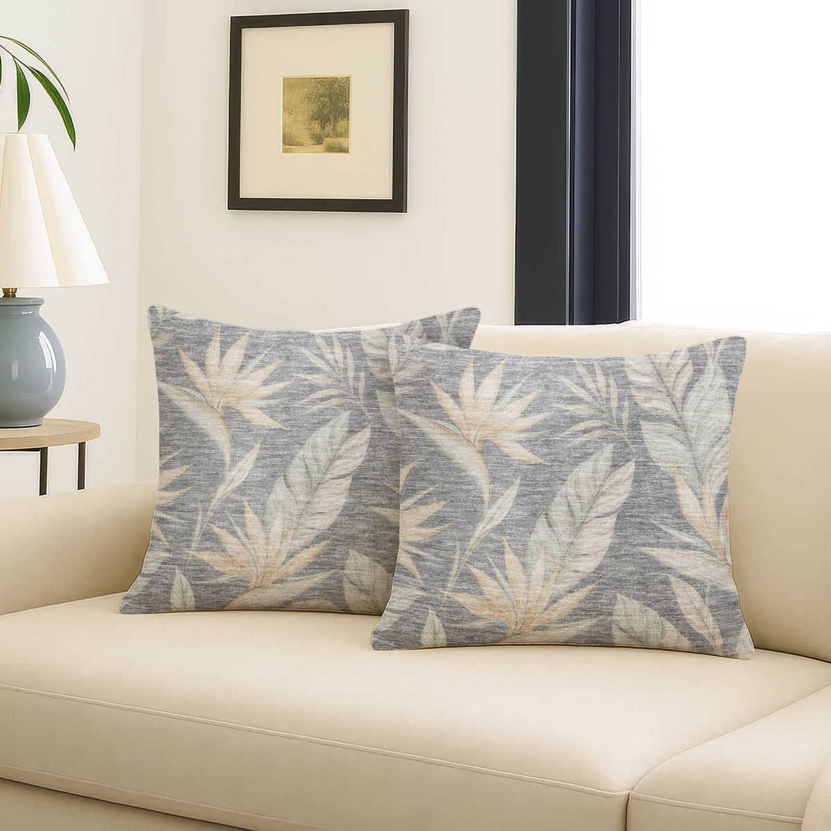 Aloha AH3 Gray Chenille Decorative Pillow