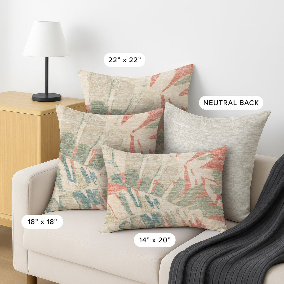 Aloha AH4 Coral Chenille Decorative Pillow