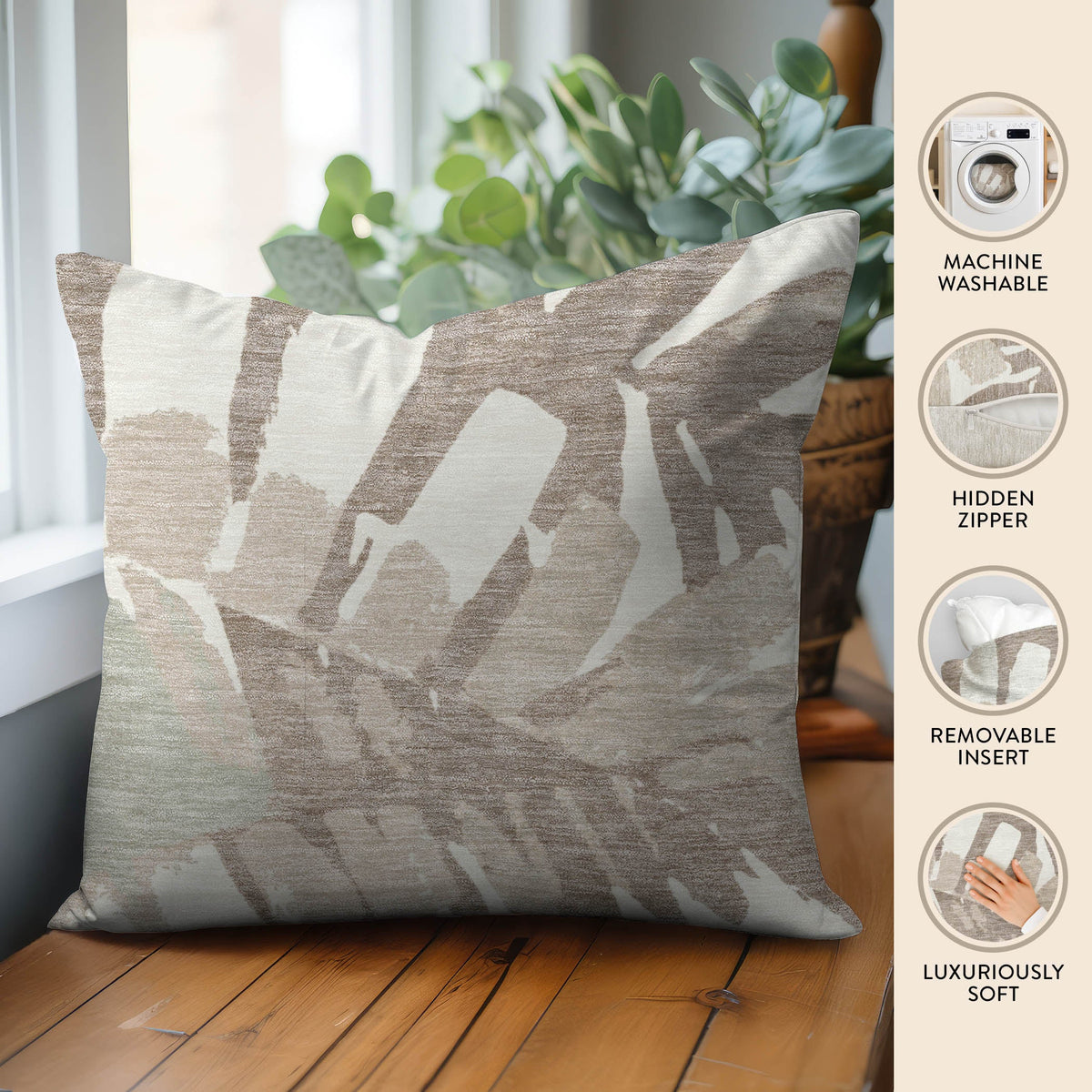 Aloha AH4 Ivory Chenille Decorative Pillow