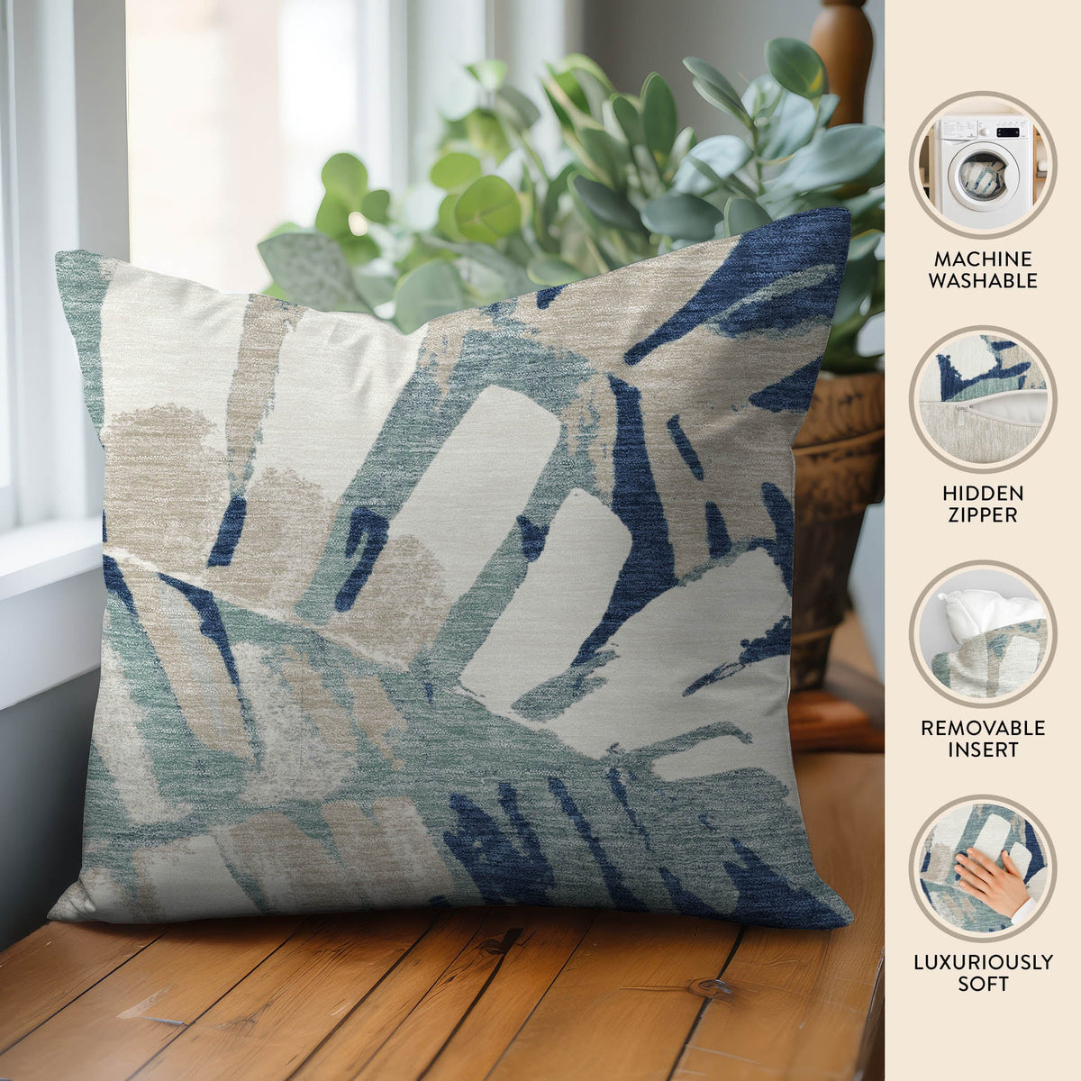 Aloha AH4 Navy Chenille Decorative Pillow