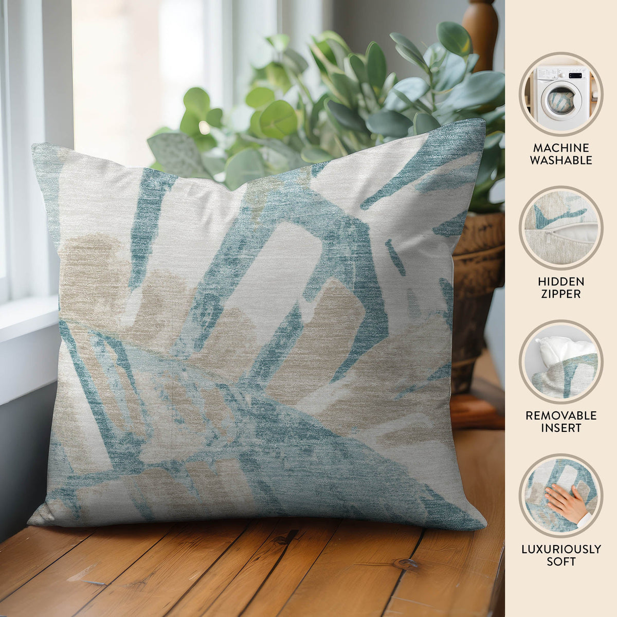 Aloha AH4 Teal Chenille Decorative Pillow