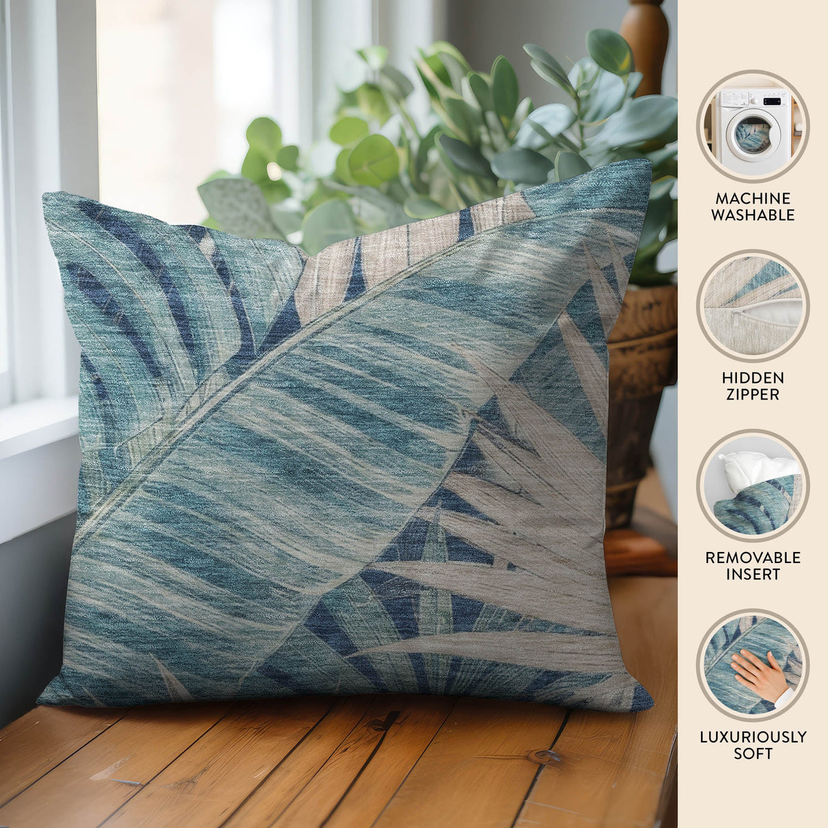 Aloha AH5 Indigo Chenille Decorative Pillow