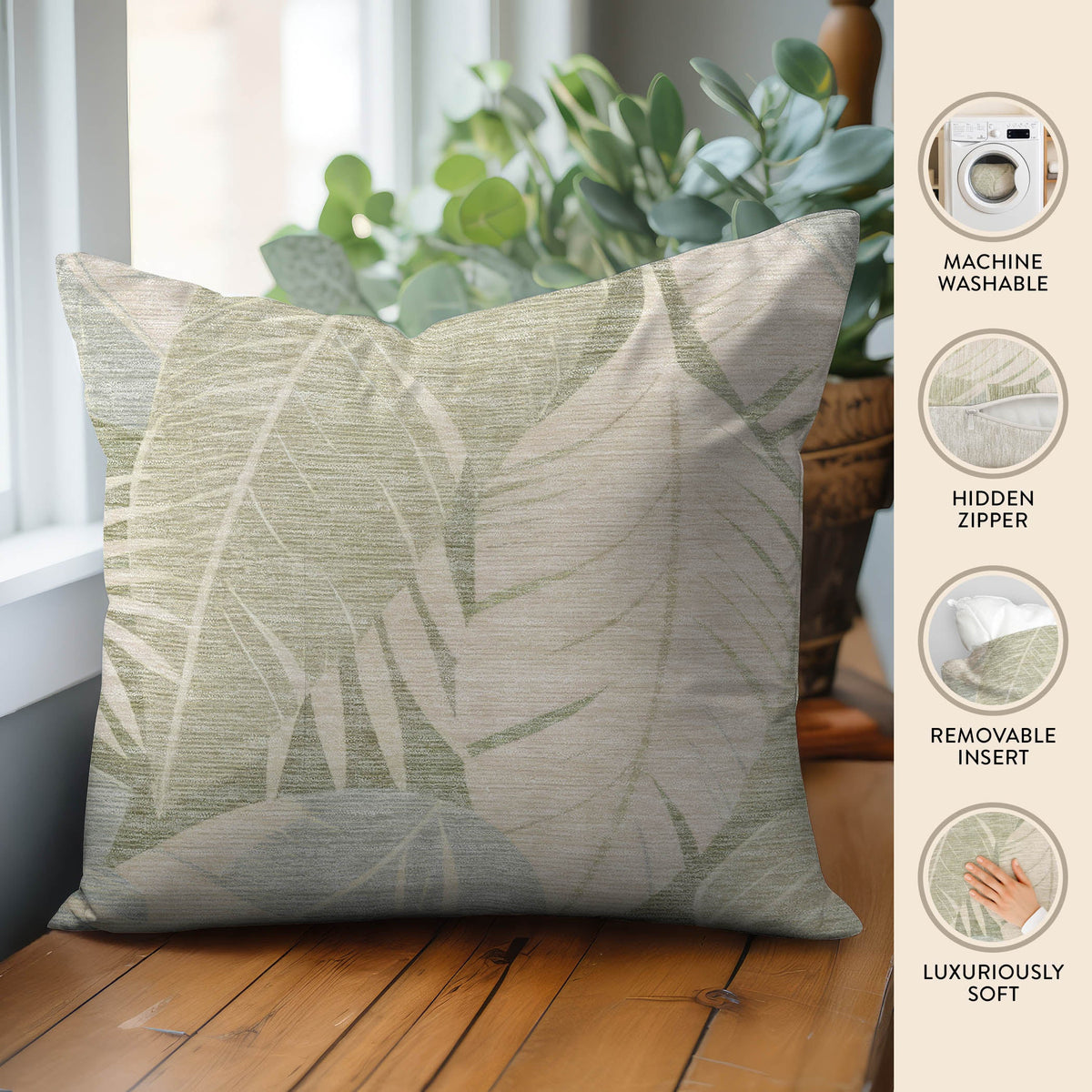 Aloha AH6 Ivory Chenille Decorative Pillow