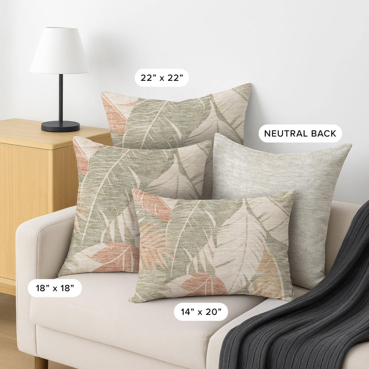 Aloha AH6 Sage Chenille Decorative Pillow