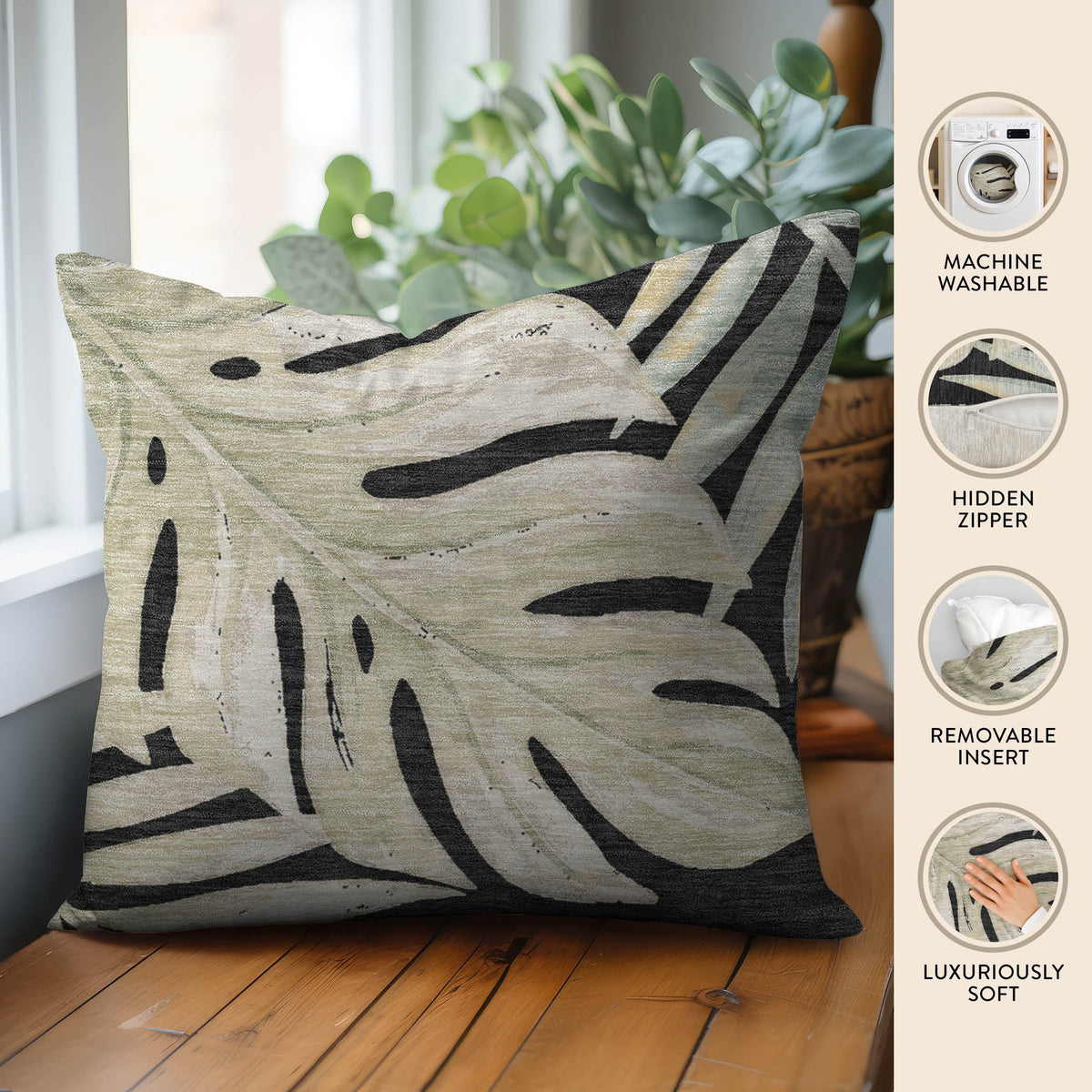 Aloha AH7 Black Chenille Decorative Pillow
