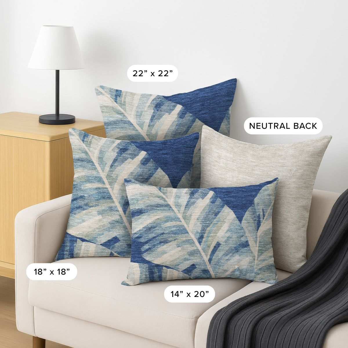 Aloha AH8 Blue Chenille Decorative Pillow