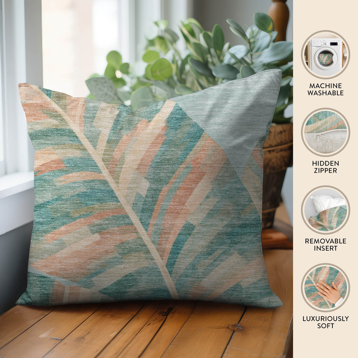 Aloha AH8 Teal Chenille Decorative Pillow