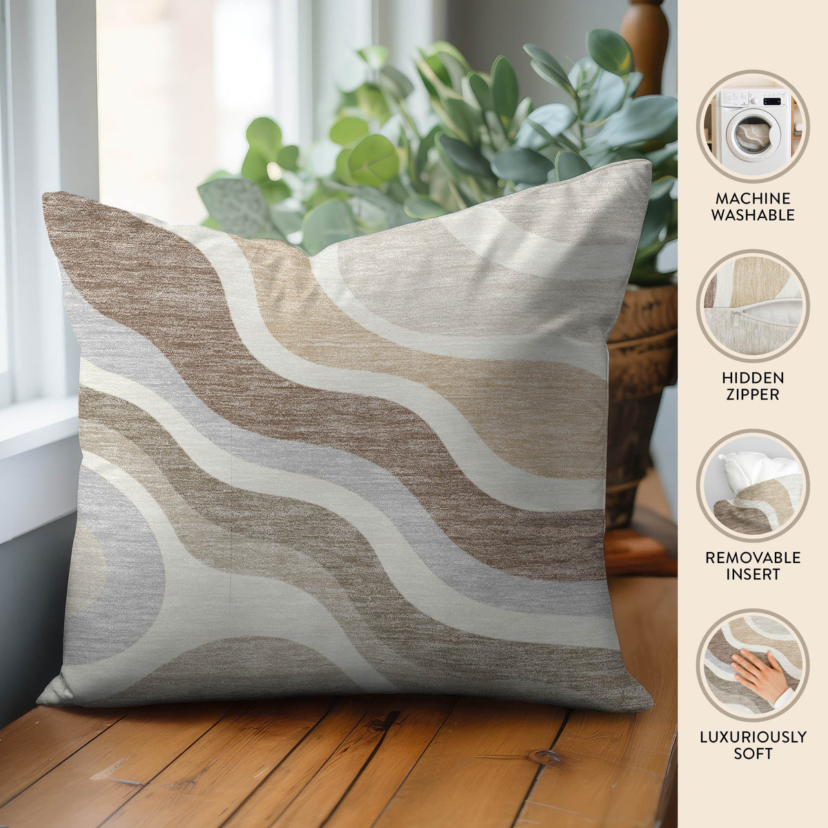 Bluewater BW10 Ivory Chenille Decorative Pillow