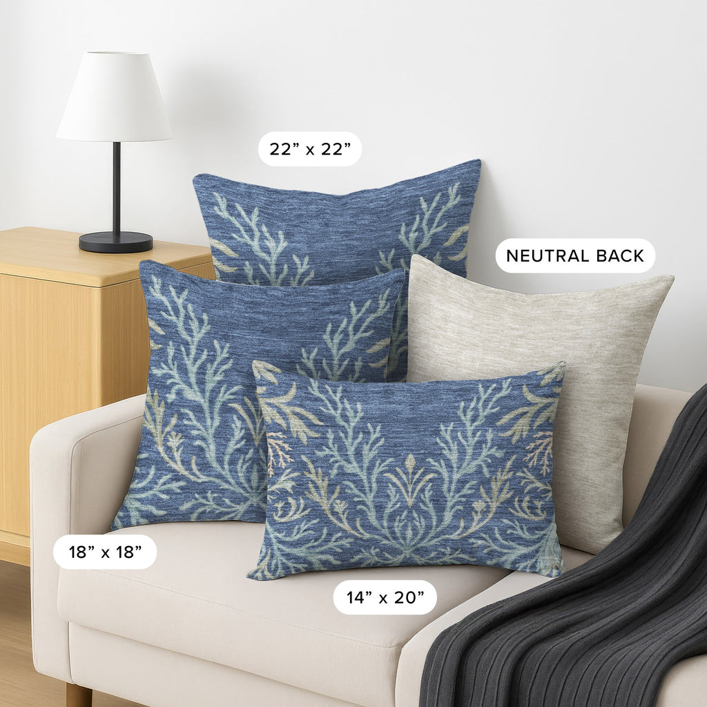 Bluewater BW11 Blue Chenille Decorative Pillow