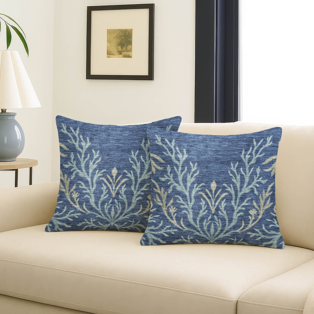 Bluewater BW11 Blue Chenille Decorative Pillow