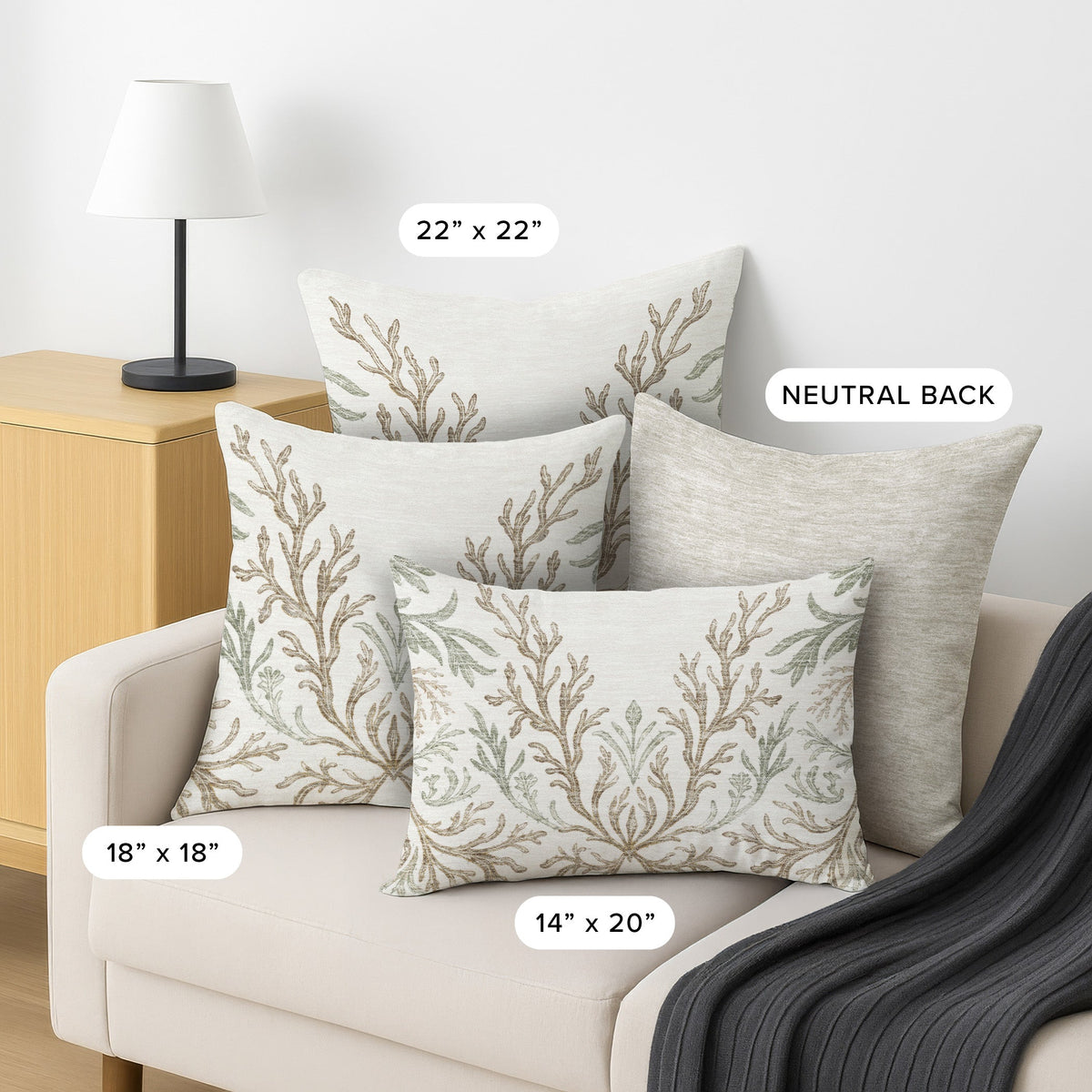 Bluewater BW11 Ivory Chenille Decorative Pillow