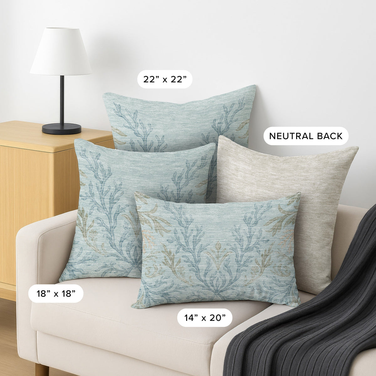 Bluewater BW11 Seafoam Chenille Decorative Pillow