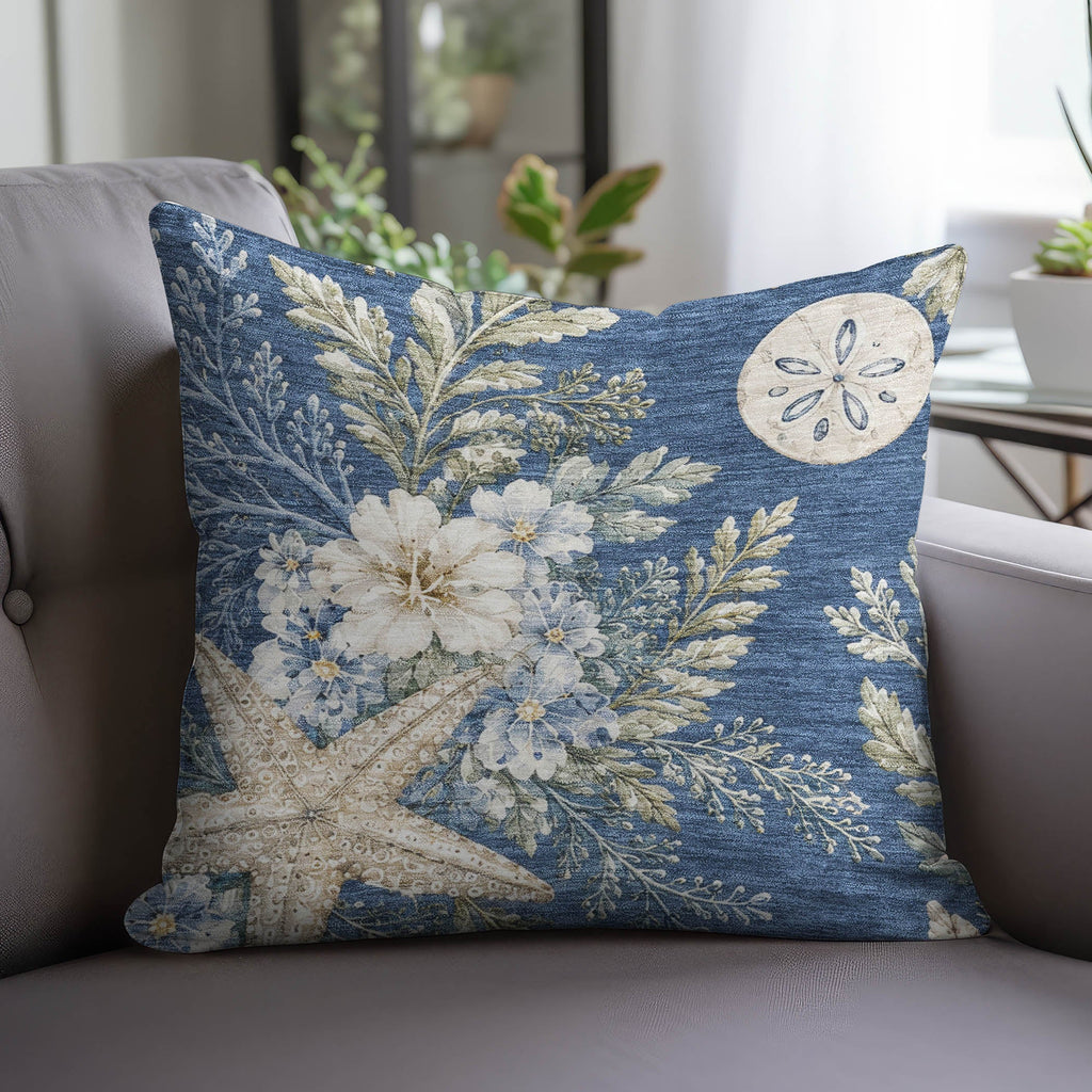 Bluewater BW1 Blue Chenille Decorative Pillow
