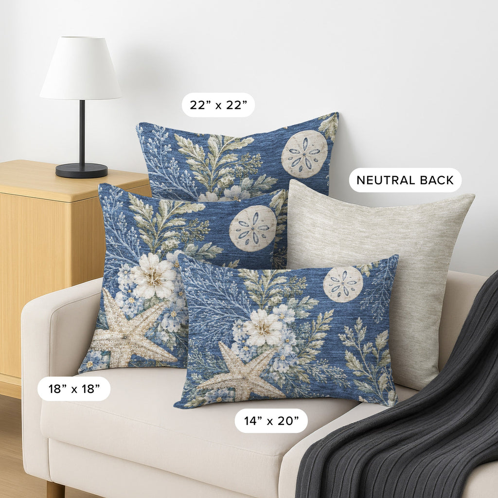 Bluewater BW1 Blue Chenille Decorative Pillow