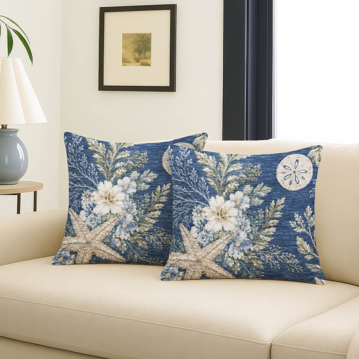 Bluewater BW1 Blue Chenille Decorative Pillow