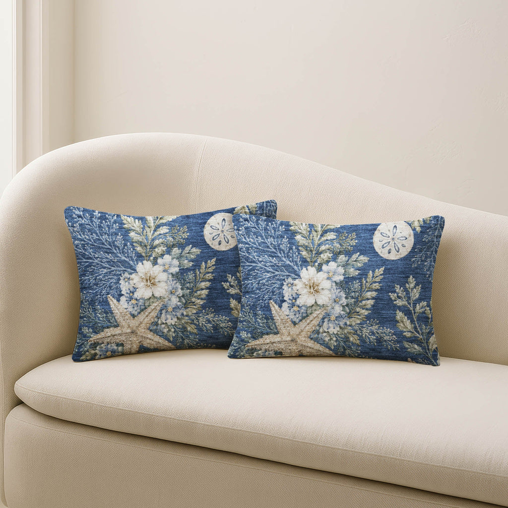 Bluewater BW1 Blue Chenille Decorative Pillow