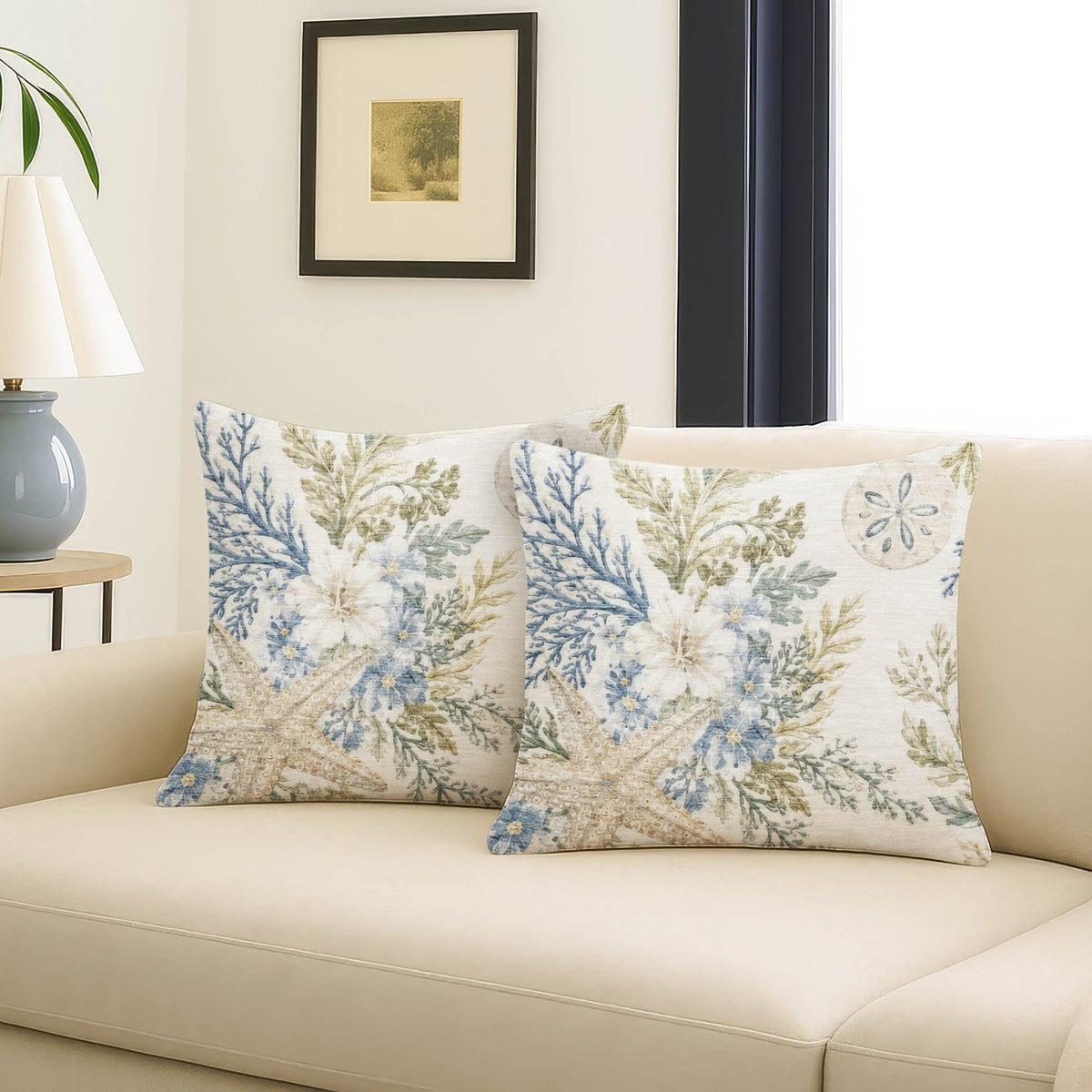 Bluewater BW1 Ivory Chenille Decorative Pillow