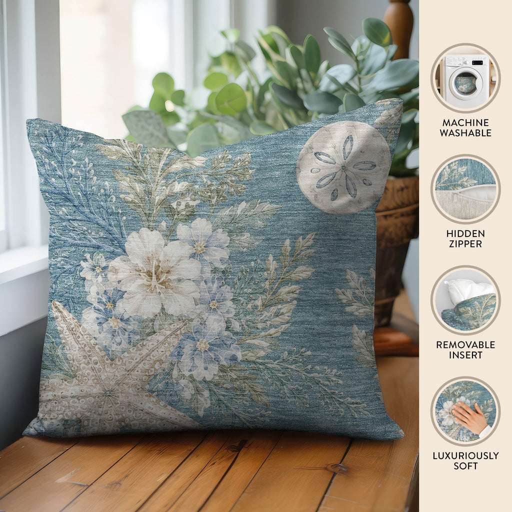 Bluewater BW1 Teal Chenille Decorative Pillow