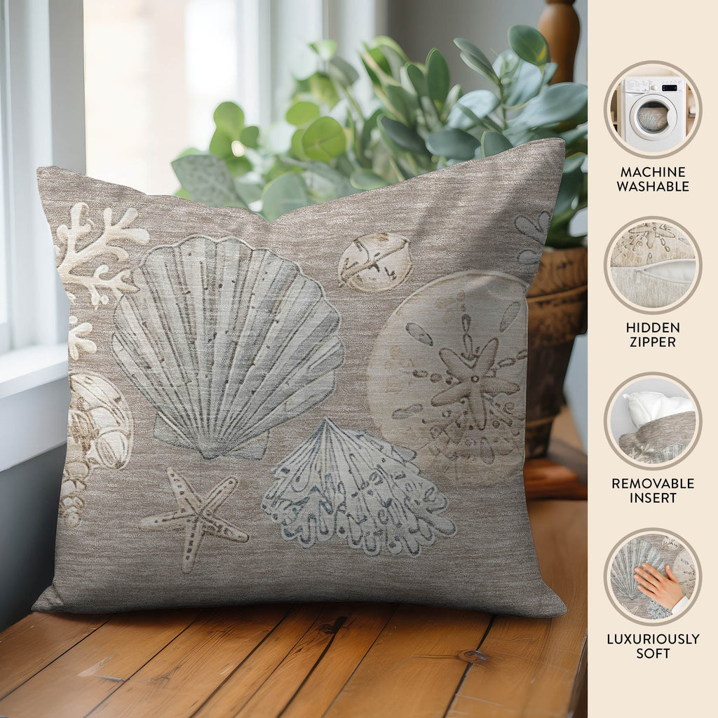 Bluewater BW2 Taupe Chenille Decorative Pillow