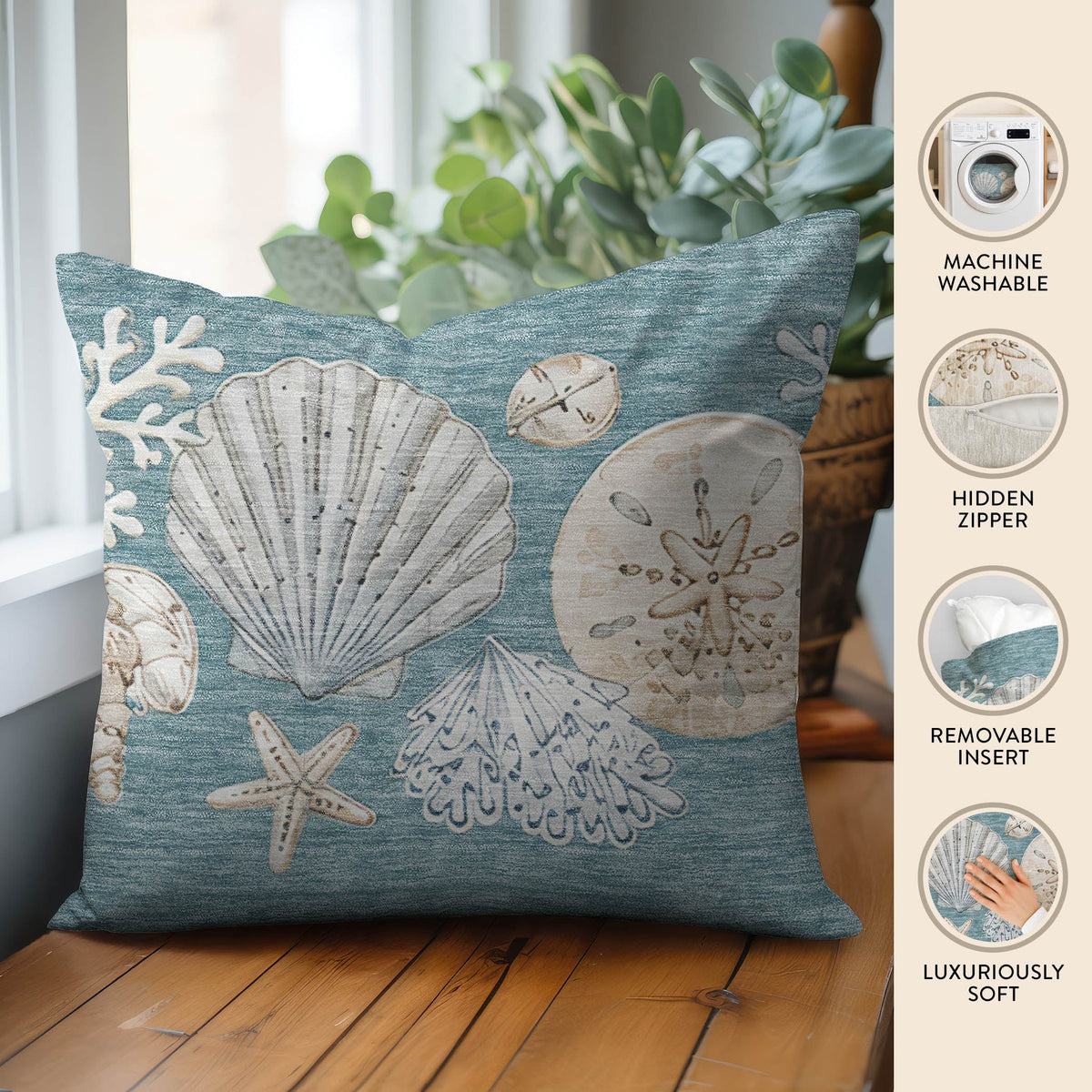 Bluewater BW2 Teal Chenille Decorative Pillow
