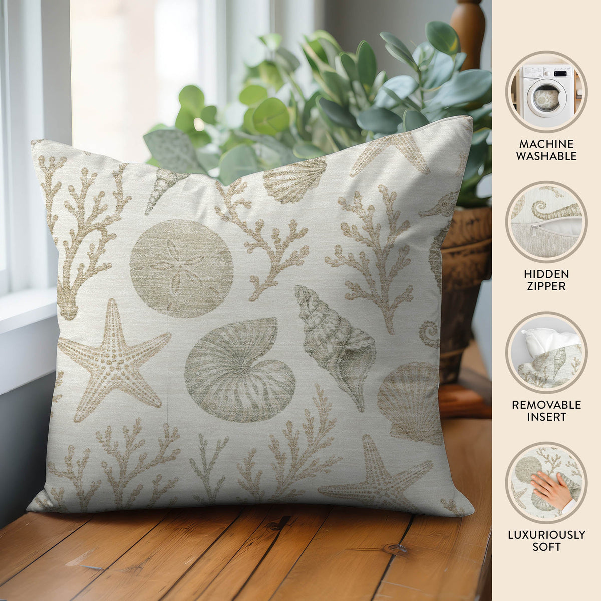 Bluewater BW3 Ivory Chenille Decorative Pillow
