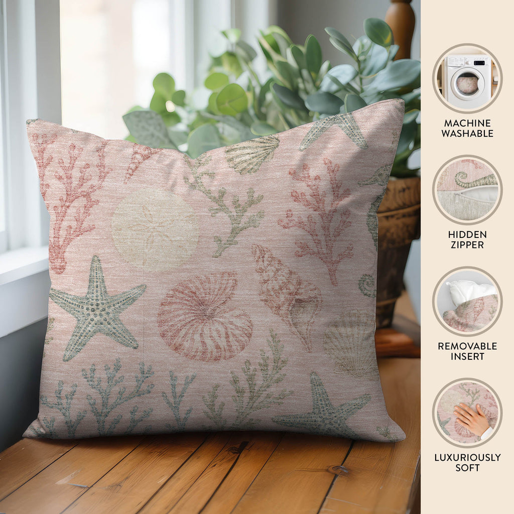 Bluewater BW3 Pink Chenille Decorative Pillow