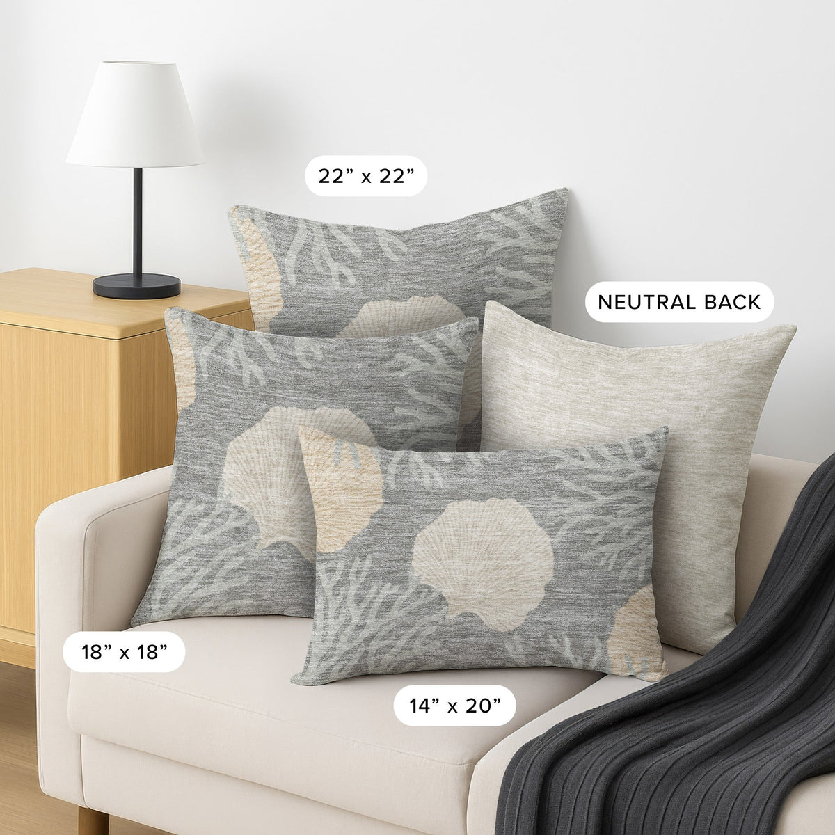 Bluewater BW4 Gray Chenille Decorative Pillow
