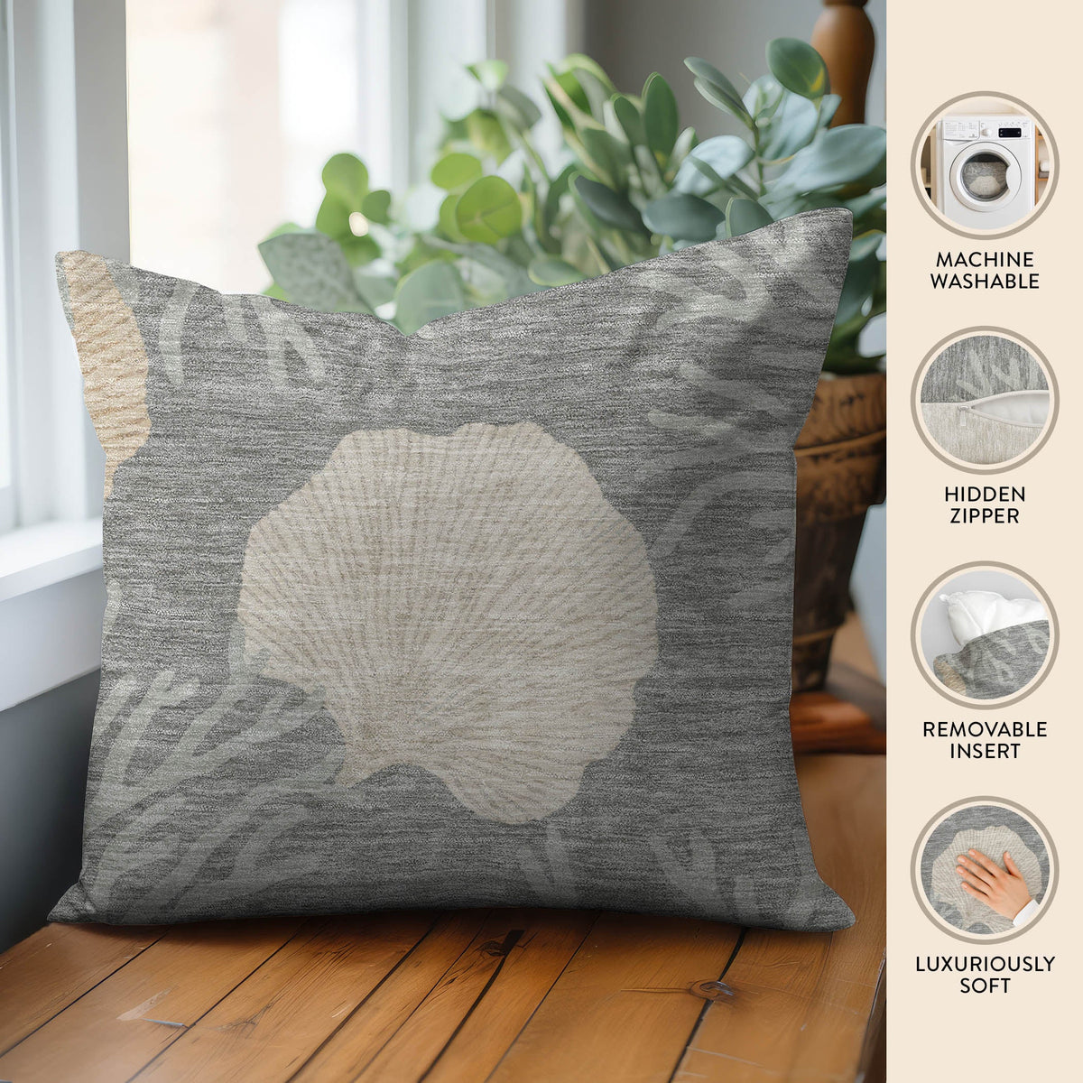 Bluewater BW4 Gray Chenille Decorative Pillow