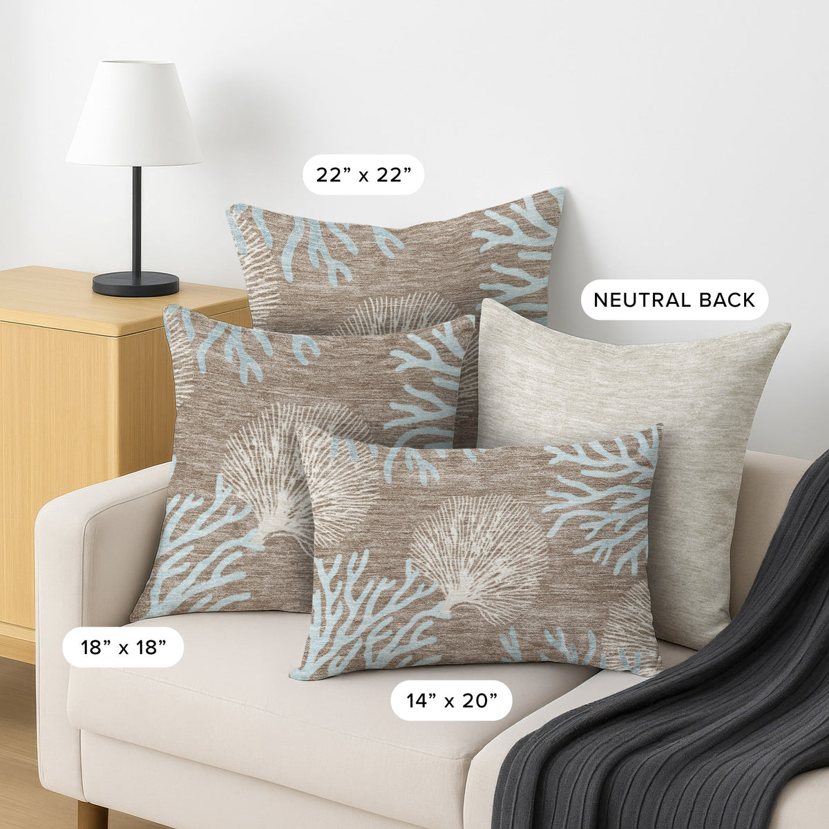 Bluewater BW4 Taupe Chenille Decorative Pillow