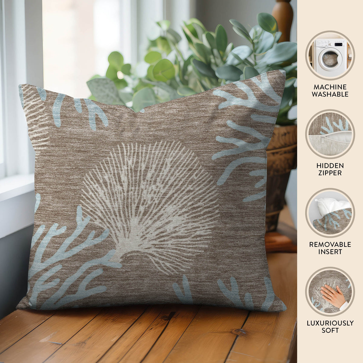 Bluewater BW4 Taupe Chenille Decorative Pillow
