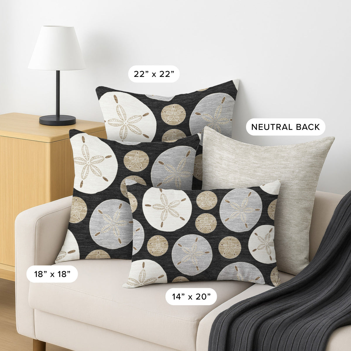 Bluewater BW5 Black Chenille Decorative Pillow