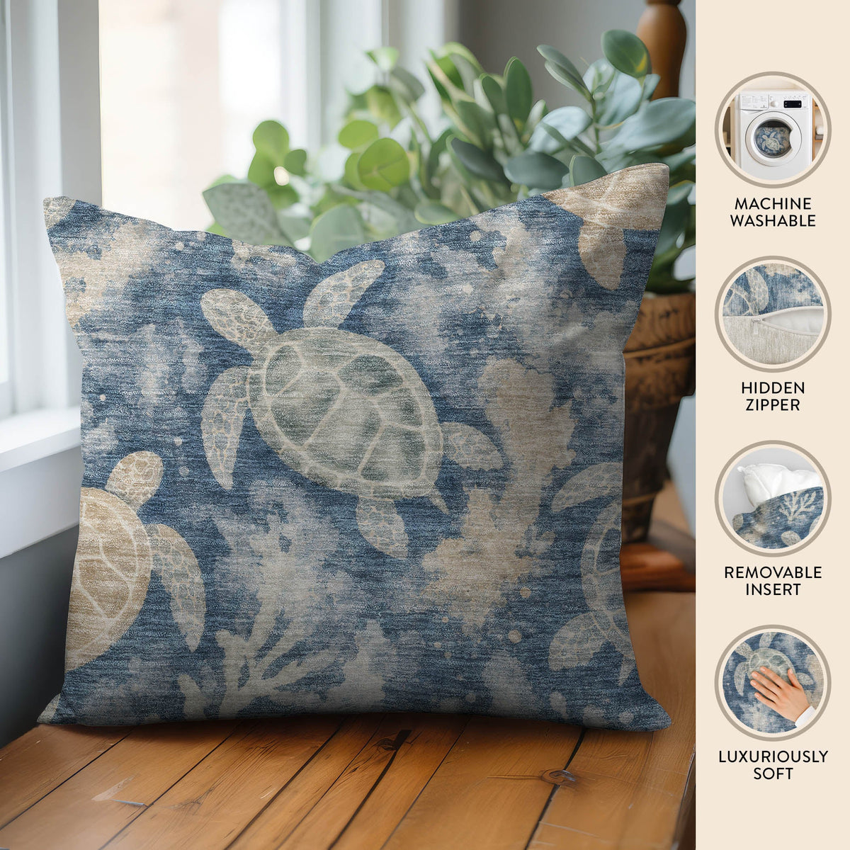 Bluewater BW7 Navy Chenille Decorative Pillow