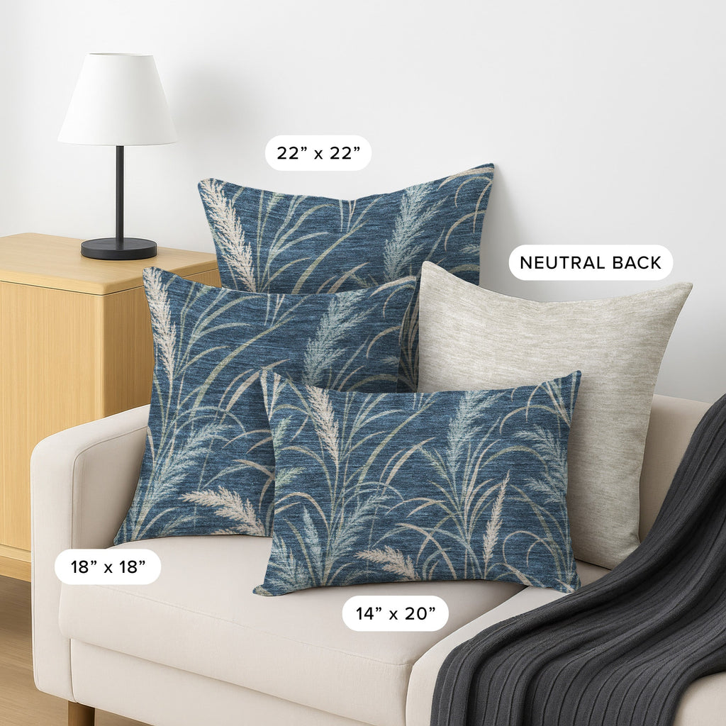Bluewater BW8 Blue Chenille Decorative Pillow